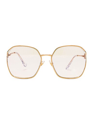 Miu Miu Oversized Square Eyeglasses in Metallic Gold