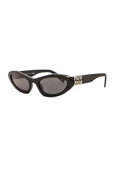 Miu Miu Oval Sunglasses In Black