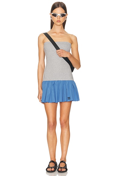 Strapless Mini Dress in Grigio & Pervinca