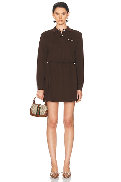 Miu Miu Long Sleeve Mini Dress in Cacao