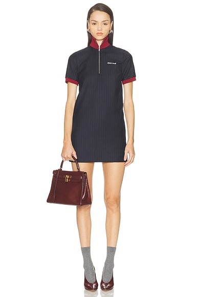 Miu Miu Short Sleeve Mini Dress in Bleu