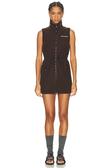 Miu Miu Sleeveless Mini Dress in Ebano