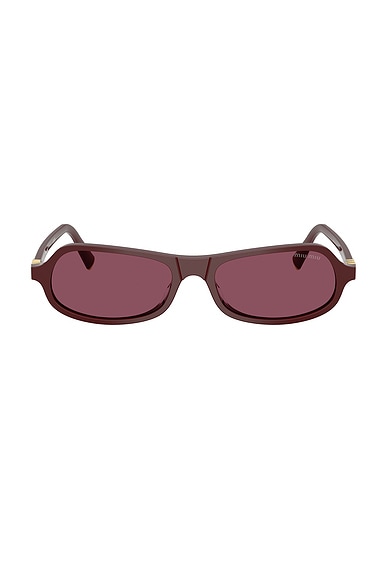 Miu Miu Rectangular Sunglasses in Burgundy
