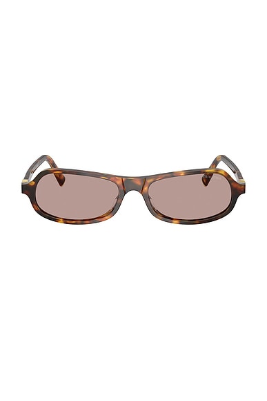 Miu Miu Rectangular Sunglasses in Brown & Havana