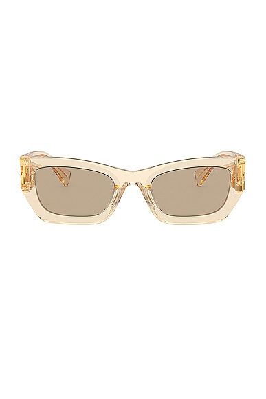 Miu Miu Translucent Rectangle Sunglasses in Sand Transparent