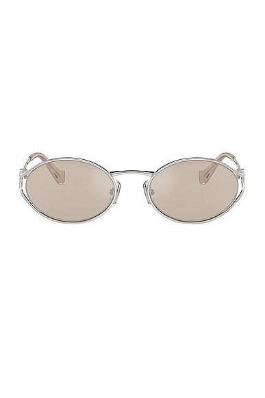 Miu Miu Oval Sunglasses in Silver