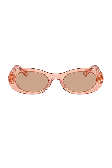 Shop Miu Miu Translucent Oval Sunglasses In Noisette Transparent