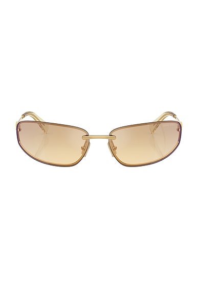 Miu Miu Rectangular Sunglasses in Gold