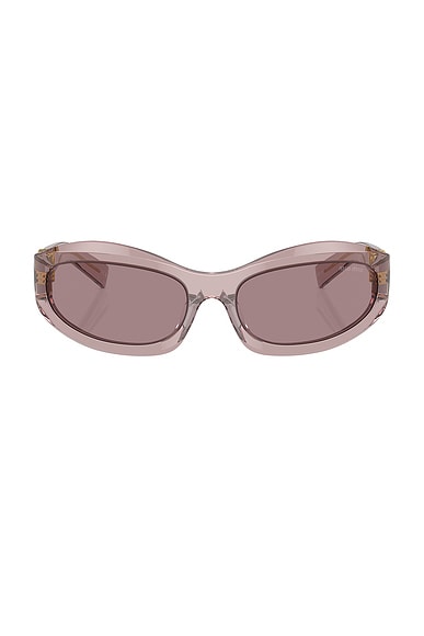 Miu Miu Rectangular Sunglasses in Mauve Transparent