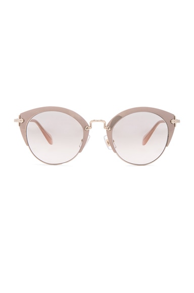 Miu Miu Round Cat Eye Sunglasses In Mirror Pink Pale Gold Fwrd