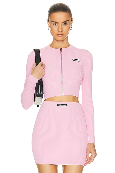 Miu Miu Zip Cardigan in Rosa | FWRD