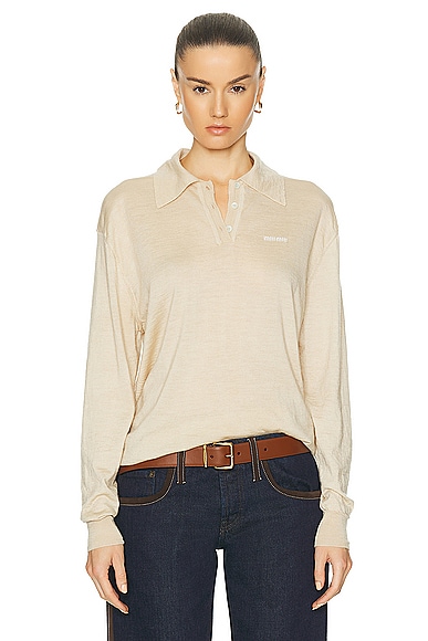 Cashmere Polo Top in Nude