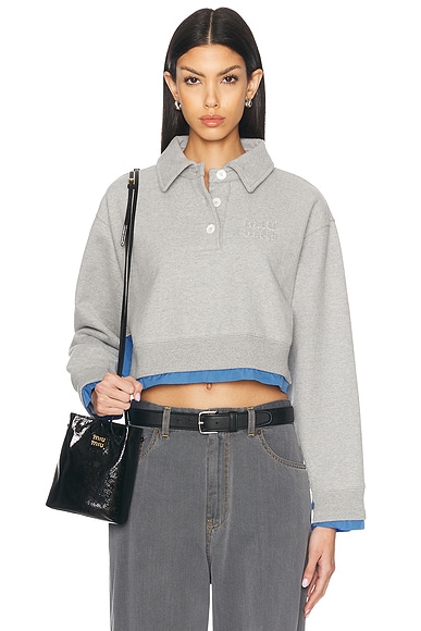 Miu Miu Polo Sweatshirt in Grigio