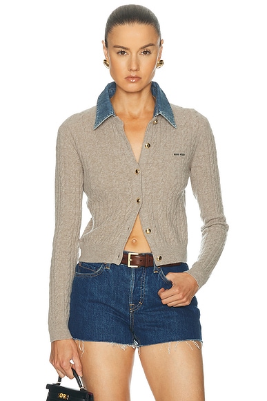Wool Cashmere Chambray Cardigan