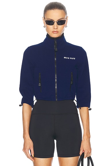 【MIU MIU】CROPPED DOWN JACKET Miu Miu Cropped Nylon Down Jacket in Black | Lyst
