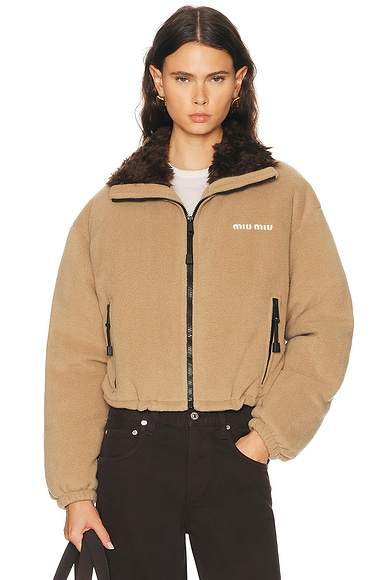 Miu Miu Piumino Pile Jacket in Cammello