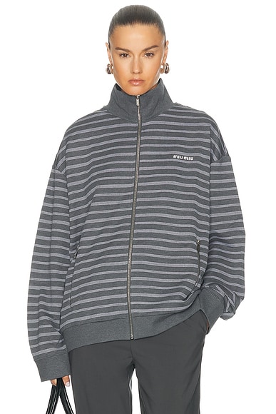 Felpa Righe Zip Up Jacket