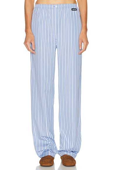 Miu Miu Pinstripe Pant in Celeste