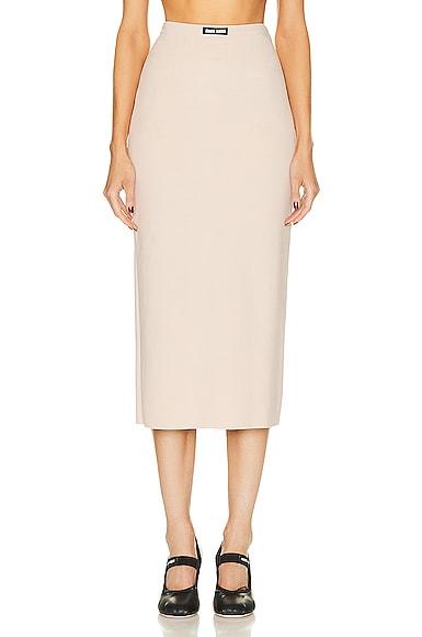 Miu Miu Stretch Jersey Skirt In Cammeo