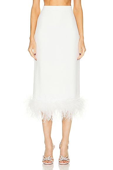 Miu Miu Feather Midi Skirt in Bianco