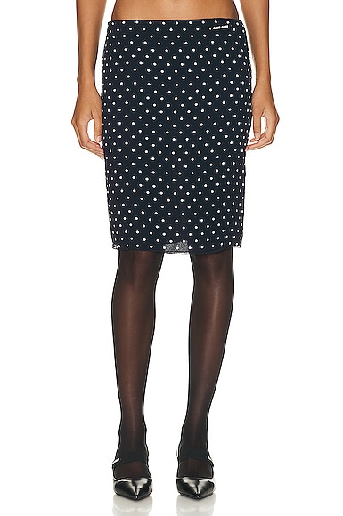 Miu Miu Sheer Polka Dot Skirt in Blu & Avorio