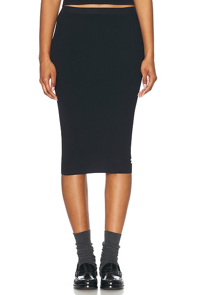 Miu Miu High Waisted Midi Skirt in Nero
