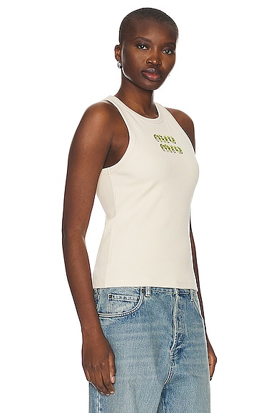 Miu Miu Costina Jersey Tank in Cream | Smart Closet