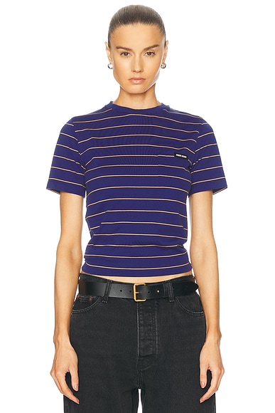 Short Sleeve Tee in Inchiostro & Topazio