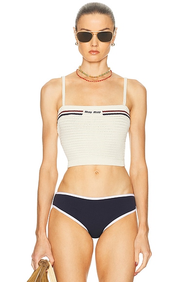 Miu Miu Cropped Top in Naturale