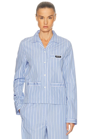 Miu Miu Button Up Top in Celeste