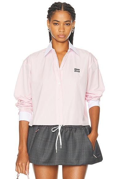 Miu Miu Button Up Top in Rosa