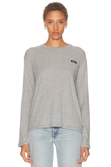 Miu Miu Costina Long Sleeve Top in Grigio