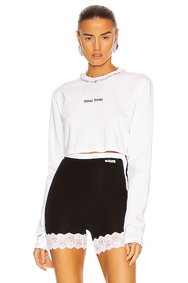 Embroidered Cotton Jersey T Shirt