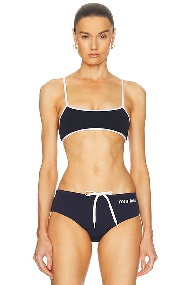 Miu Miu Bikini Top in Blue & Bianco