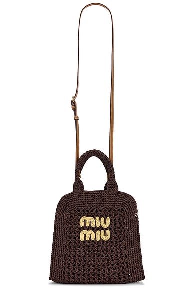 Miu Miu Rete Crochet Bag in Cacao & Natural