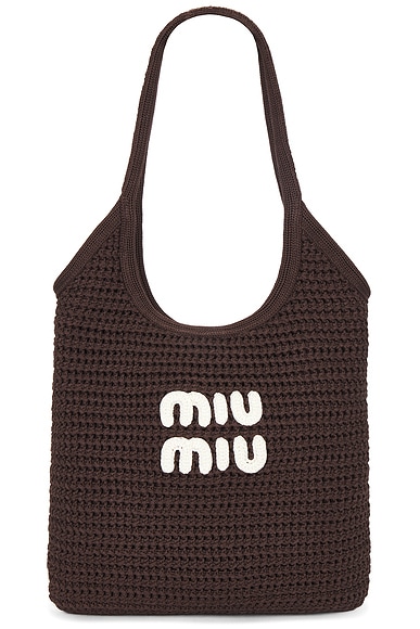 Miu Miu Ivy Crochet Rete Bag in Cacao & Talco