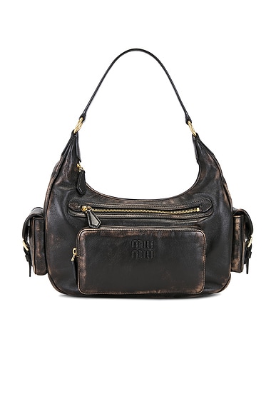 Miu Miu Nappa Old Shoulder Bag in Caffe