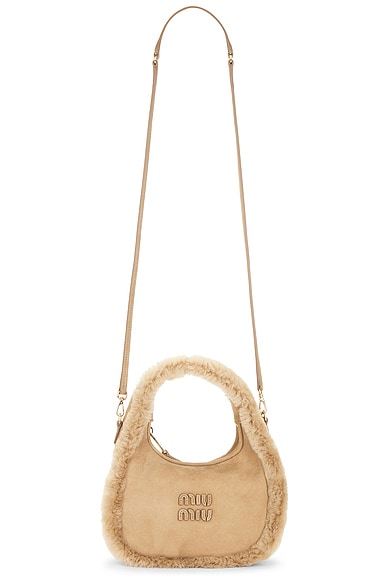 Miu Miu Wander Camoscio Shearling Bag in Sabbia