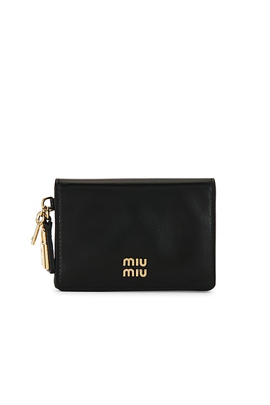 Miu Miu Softy Lux Lock Card Holder in Nero