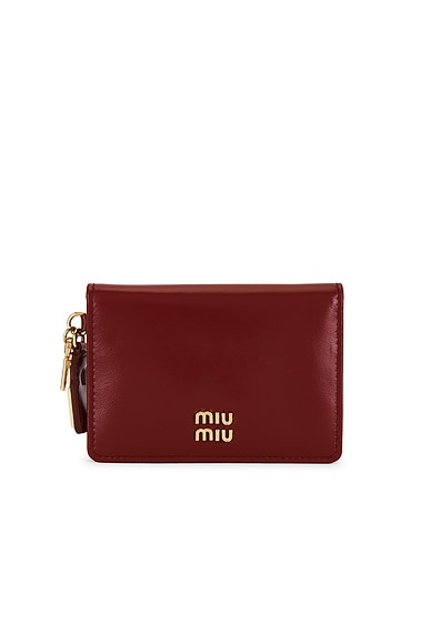Miu Miu Softy Lux Lock Card Holder in Rubino
