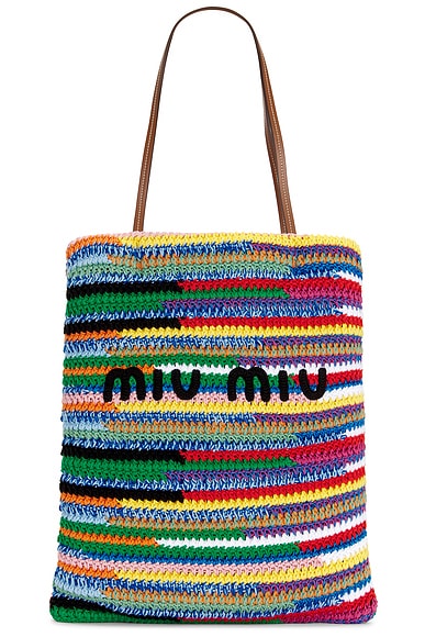 Miu Miu Cotone Crochet Tote Bag in Multicolor