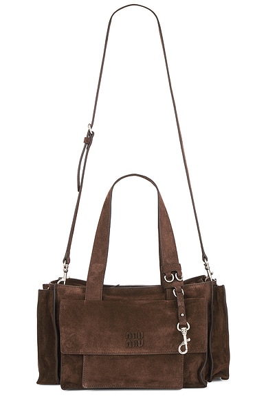 Miu Miu Camoscio Handbag in Moro