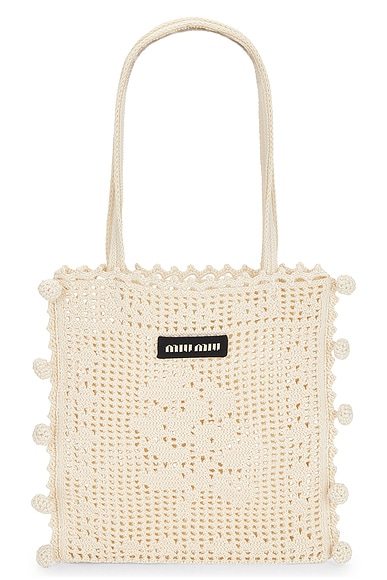 Miu Miu Filet Tote Bag in Talco