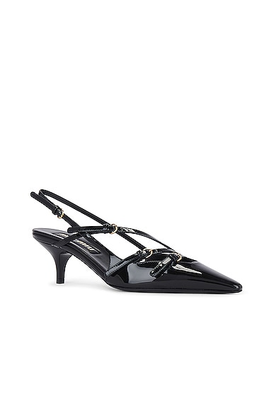 Miu Miu Buckle-embellished Slingback Pumps In Black
