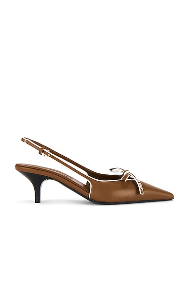 Miu Miu Slingback Kitten Heel in Cognac & Bianco