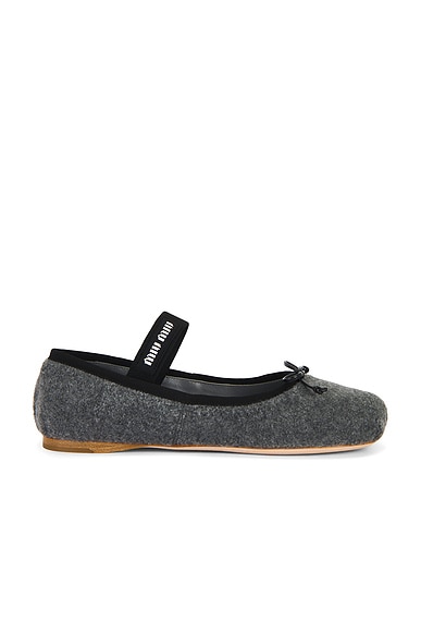 靴 MIU MIU Vinyl Ballet Flats 37 1/2 Miu Miu Ballerinas Water Lily Leather