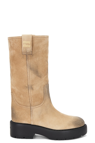 Miu Miu Suede Boot in Deserto