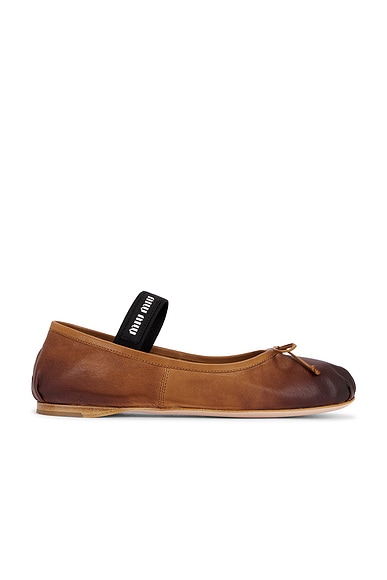 Miu Miu Ballerina Flat in Caramel