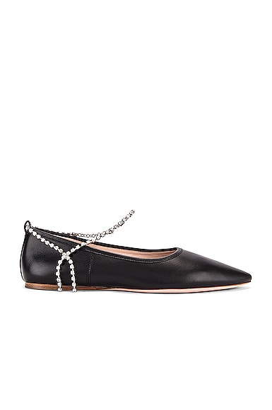 Leather Ankle Jewel Flats