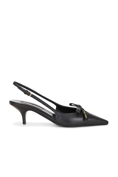 Miu Miu Nappa Bow Slingback Pump in Nero